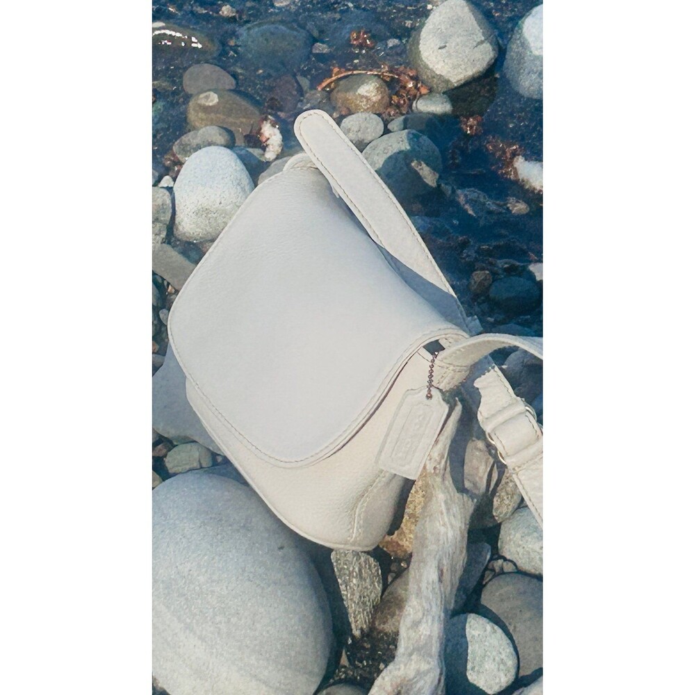 Vintage Coach Sonoma 4919 Small Flap Crossbody Bag Cream Leather-United States